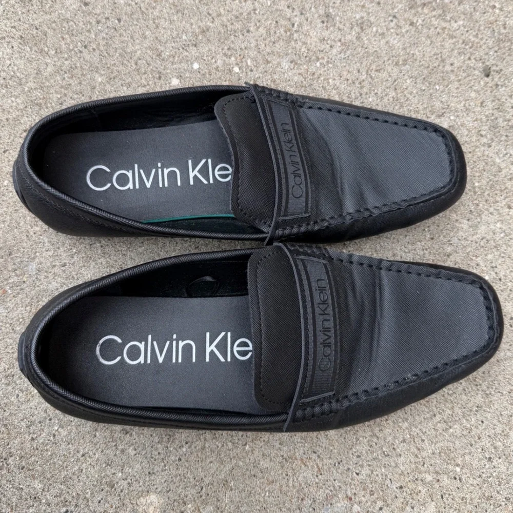 Calvin Klein Mens Oliver Black Textile Driving Loafers CMOLIVER3-R Size 10.5
